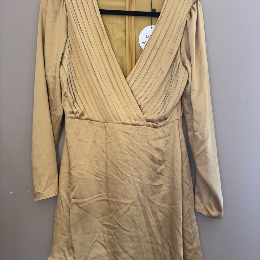 Lost + Wander Tan Long Sleeve Dress